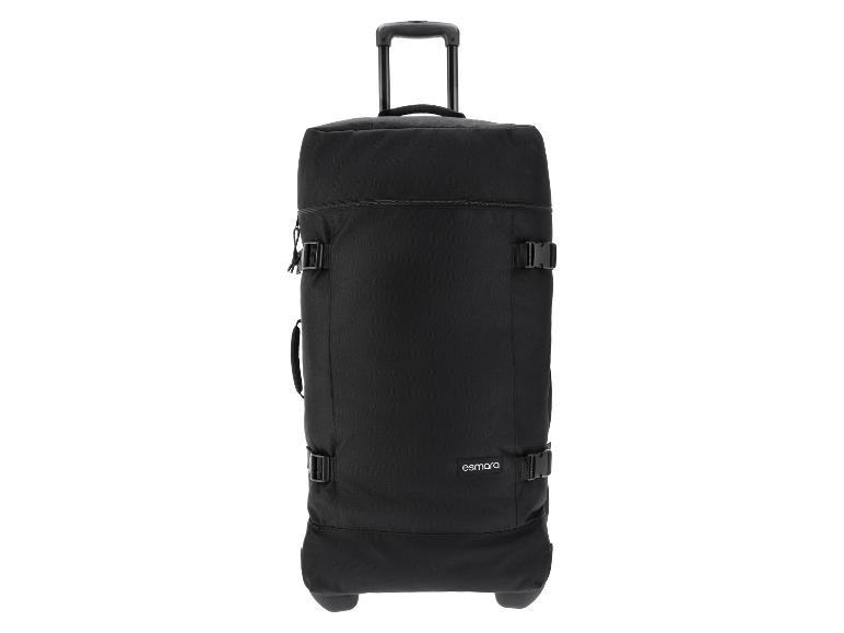 Černý cestovní kufr esmara s teleskopickou rukojetí a kolečky, ideální na cesty.