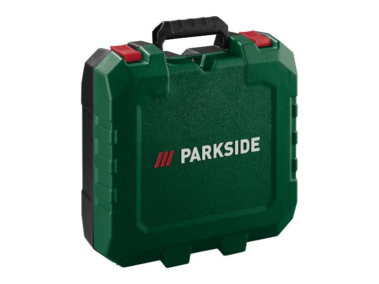 Zelená krabička na nářadí Parkside s rukojetí.