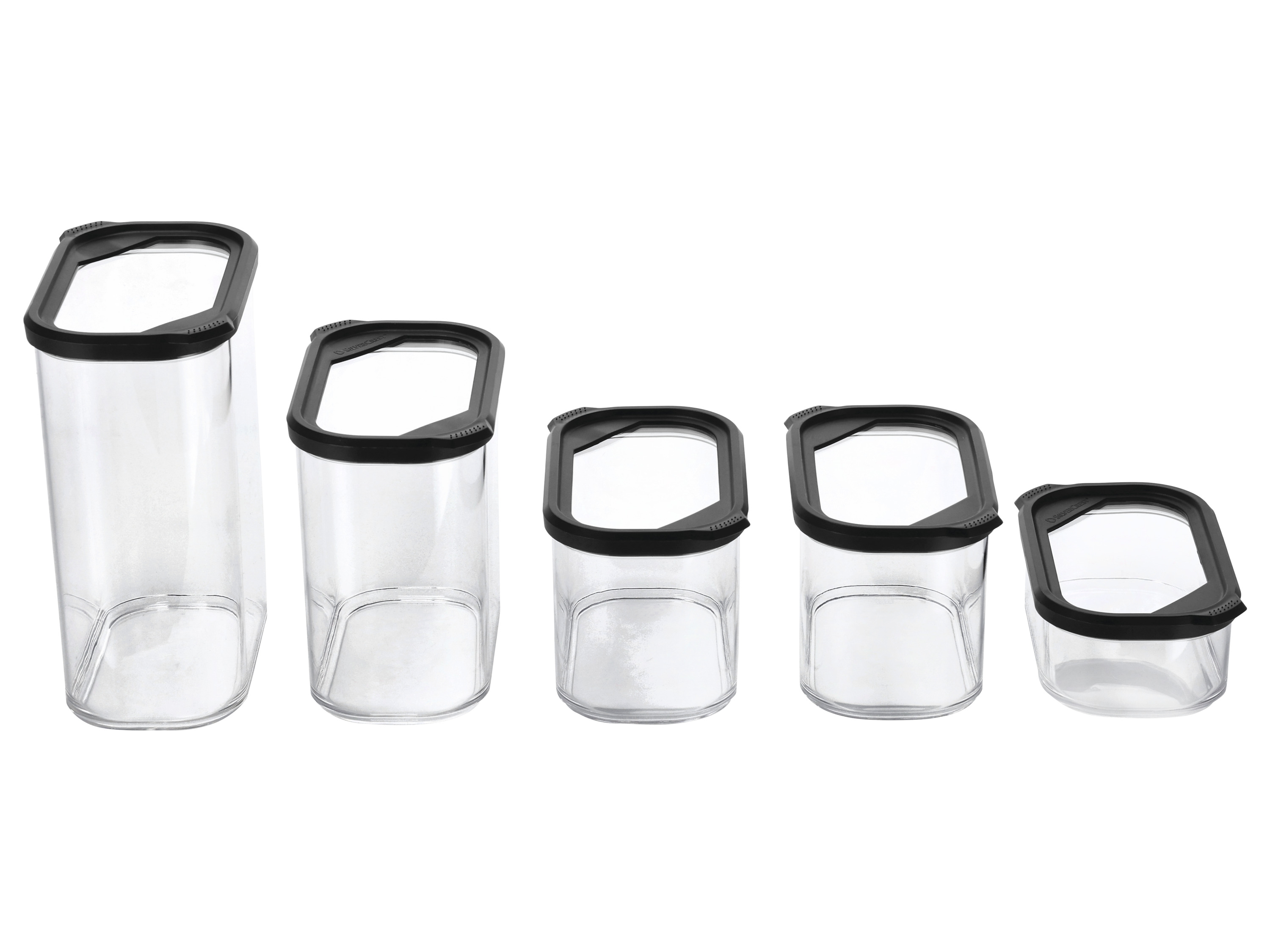 Silvercrest® Sada potravinových dóz (Sada 4 velikostí/černá)