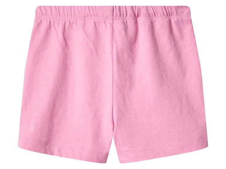 Růžové dětské šortky s elastickým pasem.