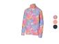 Dětská fleecová bunda s barevným tie-dye vzorem a zipem.