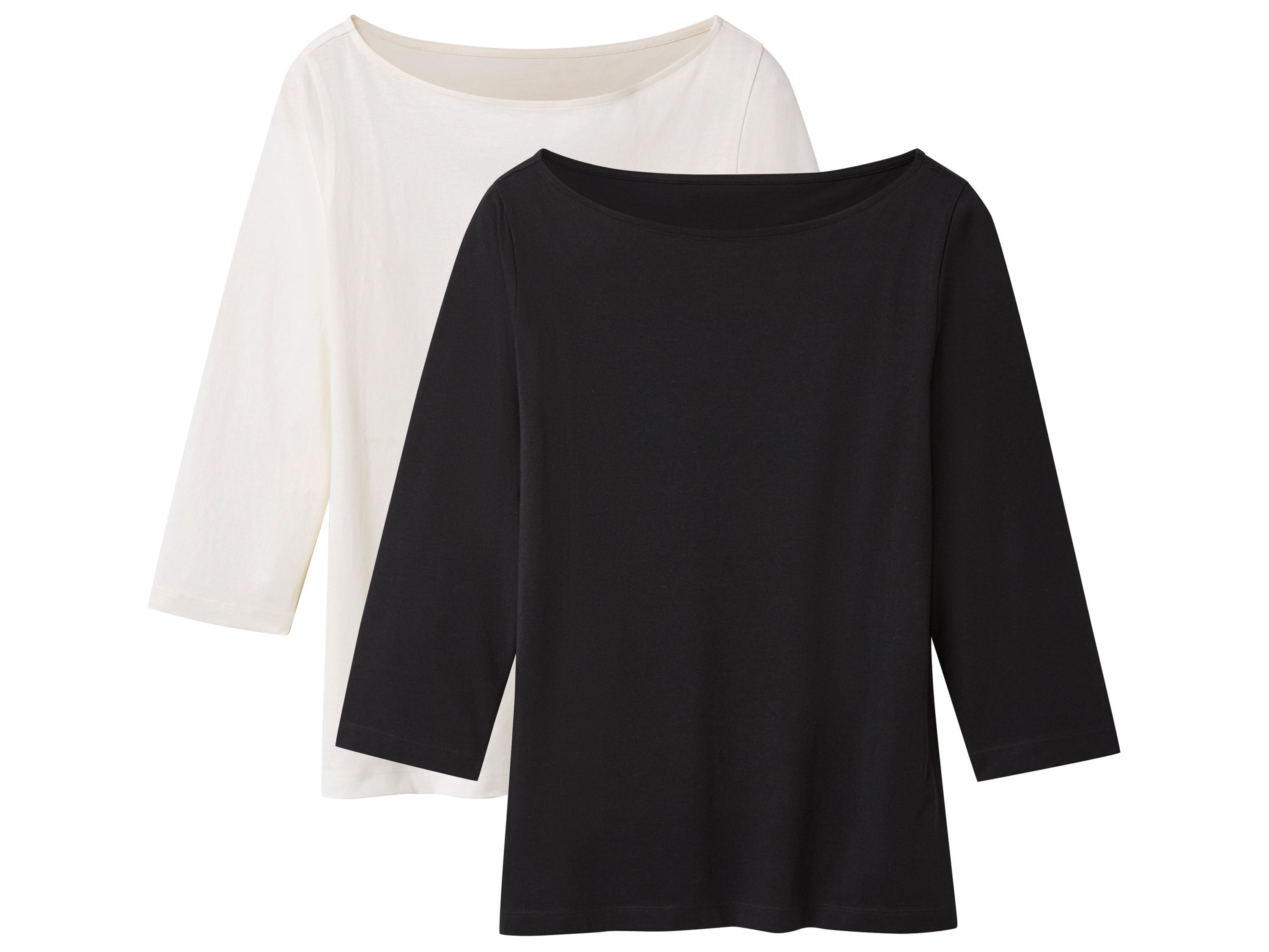 esmara® Dámské triko s 3/4 rukávy s BIO bavlnou, 2 kusy (černá/bílá, Xl(48/50))