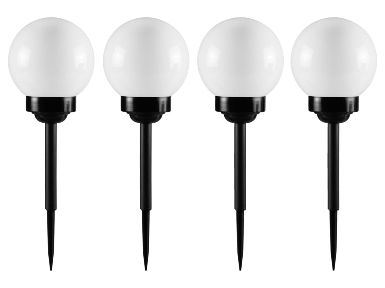 Sada solárních LED kulových svítidel Ø 15 cm, 4dílná, bílá