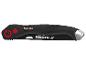 Černá a červená skládací pila Parkside Performance se stříbrnou koncovkou, v zavřené poloze.