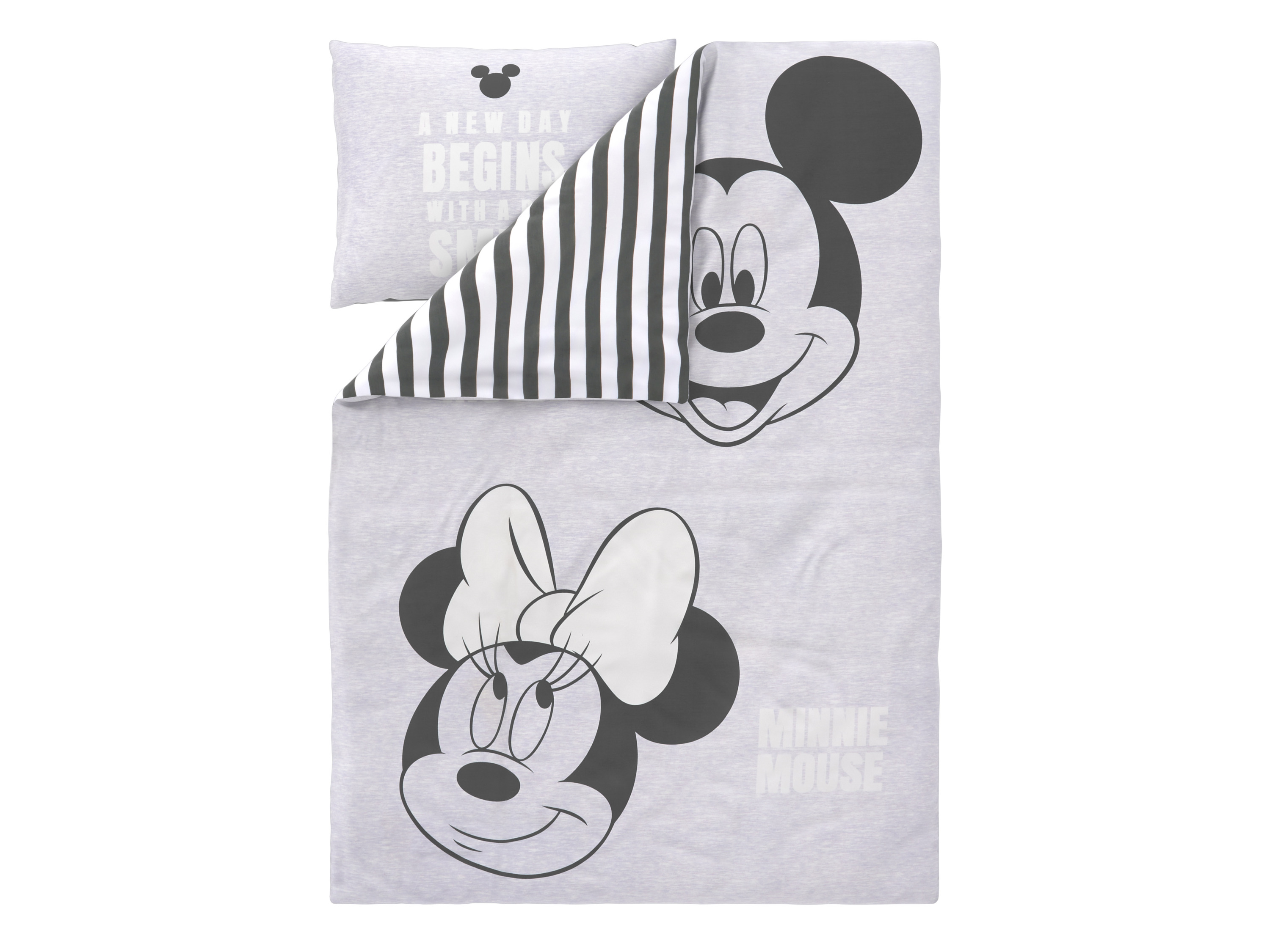 Dětské ložní povlečení Minnie & Mickey / Stitch, 140 x 200 cm, 70 x 90 cm (šedá)