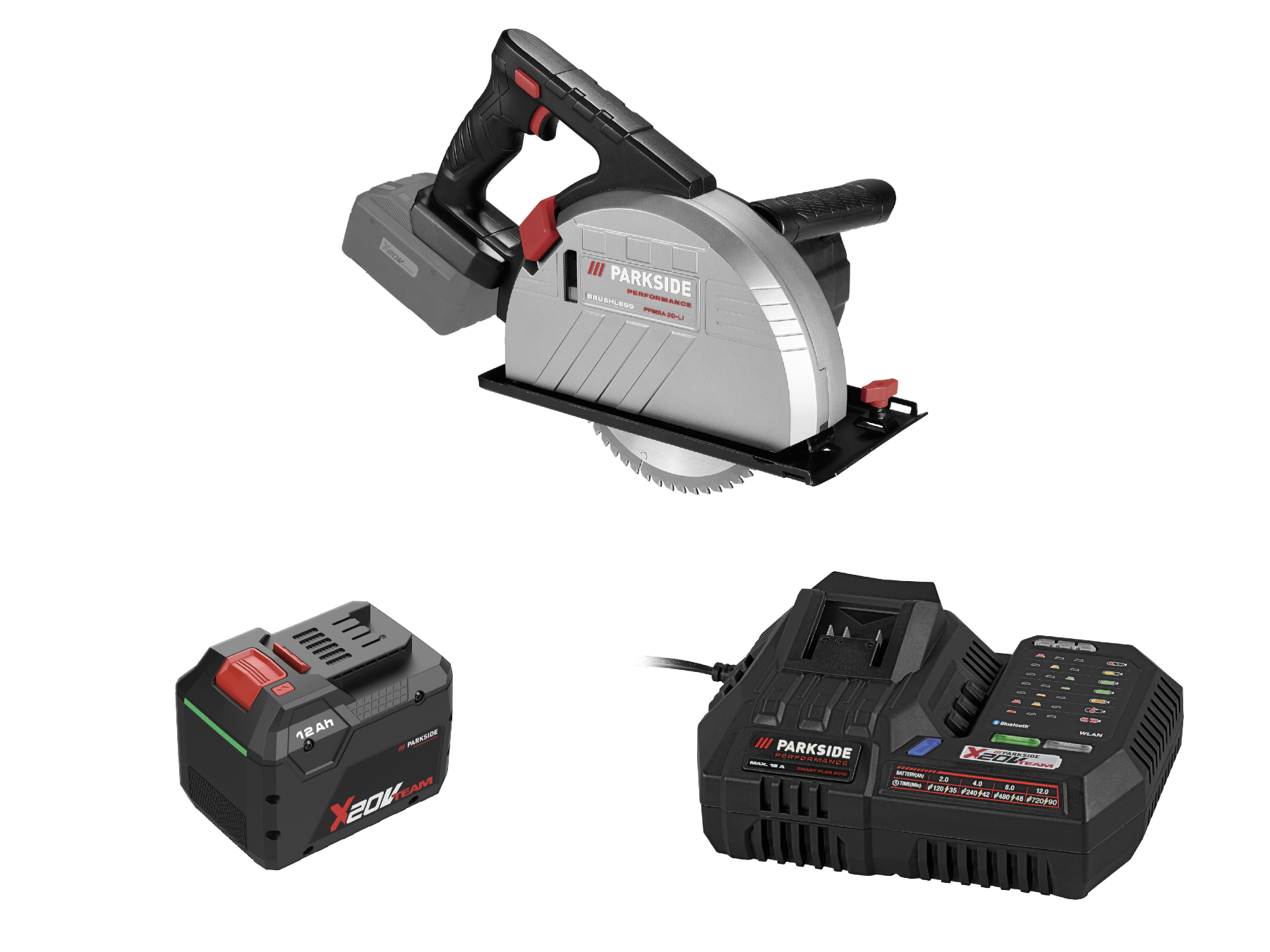 Parkside Performance® Aku ruční okružní pila na kov Ppmsa 20-Li A1, Smart 12 Ah