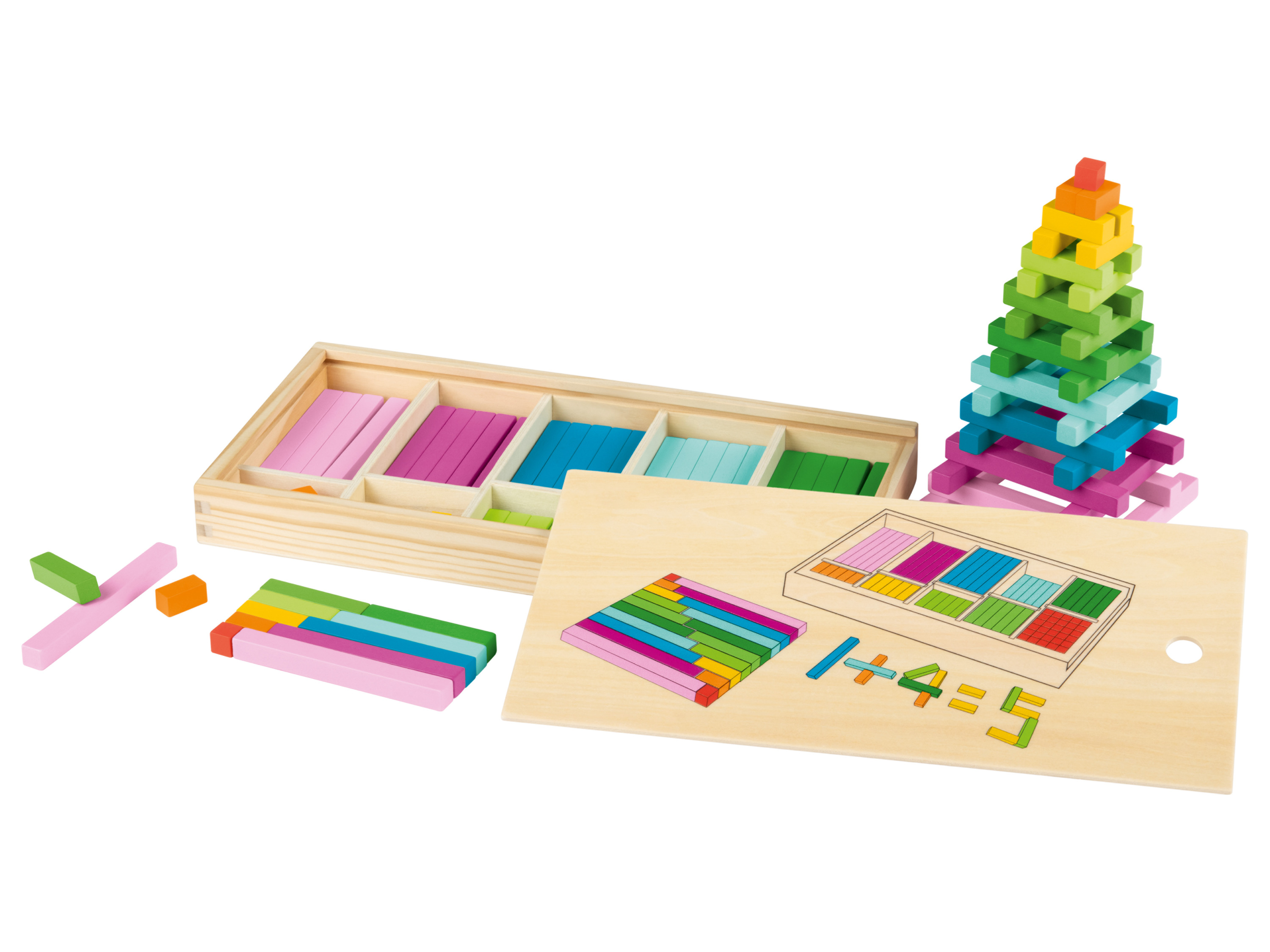 Playtive Dřevěná matematická hra Montessori (dřevěné počítací tyčinky)