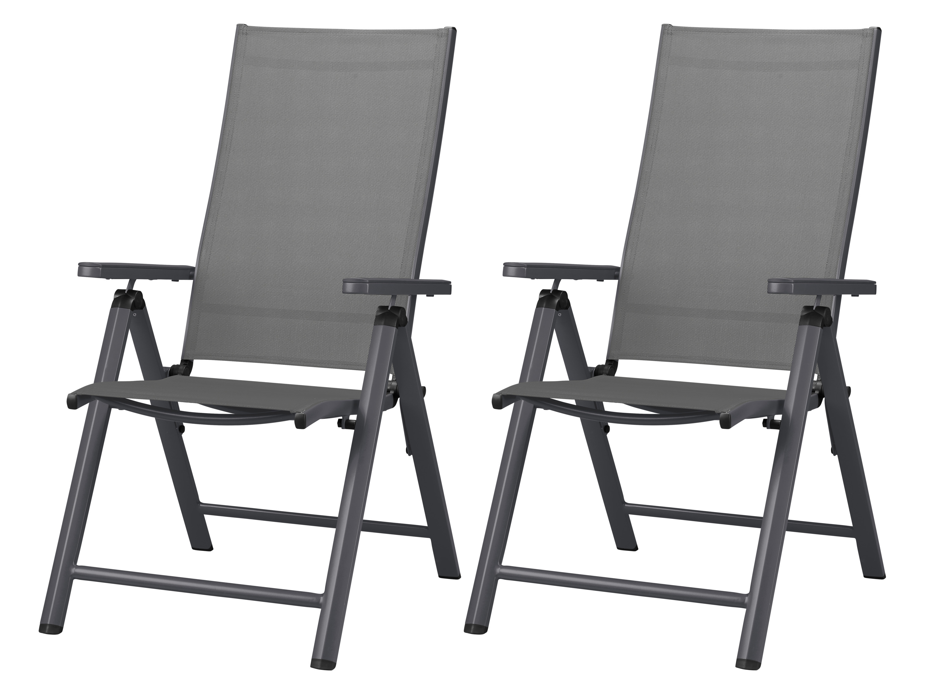 Livarno® Hliníkové polohovací křeslo Houston, antracitová, 2 kusy