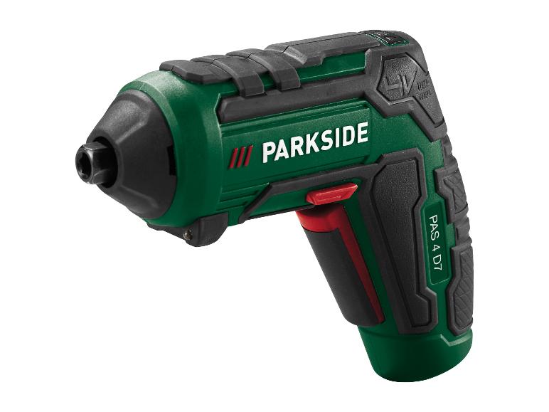 Akumulátorový šroubovák PARKSIDE PAS 4 D7 v zelené a černé barvě