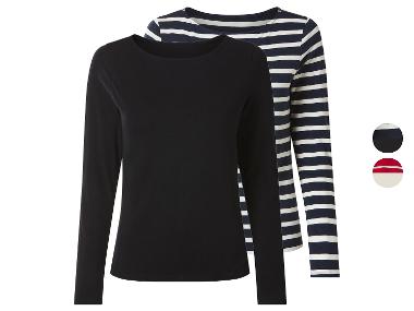 esmara® Dámské triko s dlouhými rukávy s BIO bavlnou, 2 kusy