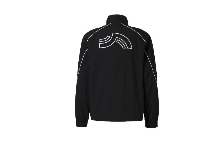 Černá sportovní bunda s bílým vzorem na zádech
