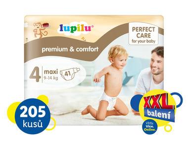 lupilu® XXL Dětské pleny Premium Comfort, velikost 4 MAXI, 205 kusů