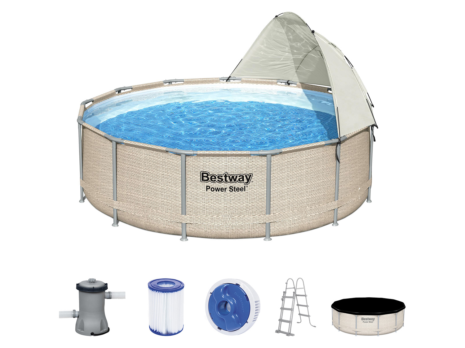 Bestway Bazén Power Steel s filtračním zařízením a schůdky, 3,96 x 1,07 m
