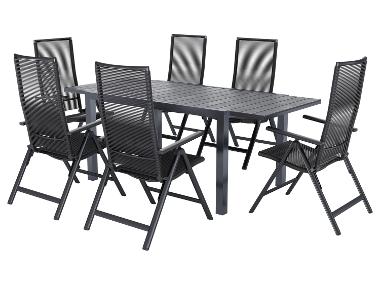 LIVARNO® Sada Miami, 7dílná s rozkládacím stolem a 6 polohovatelnými křesly, antracitová