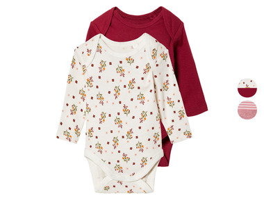 lupilu® Dívčí body s dlouhými rukávy s BIO bavlnou, 2 kusy