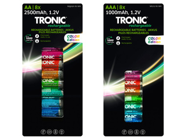 TRONIC® Nabíjecí baterie Ni-MH Ready 2 Use Color, 8 kusů