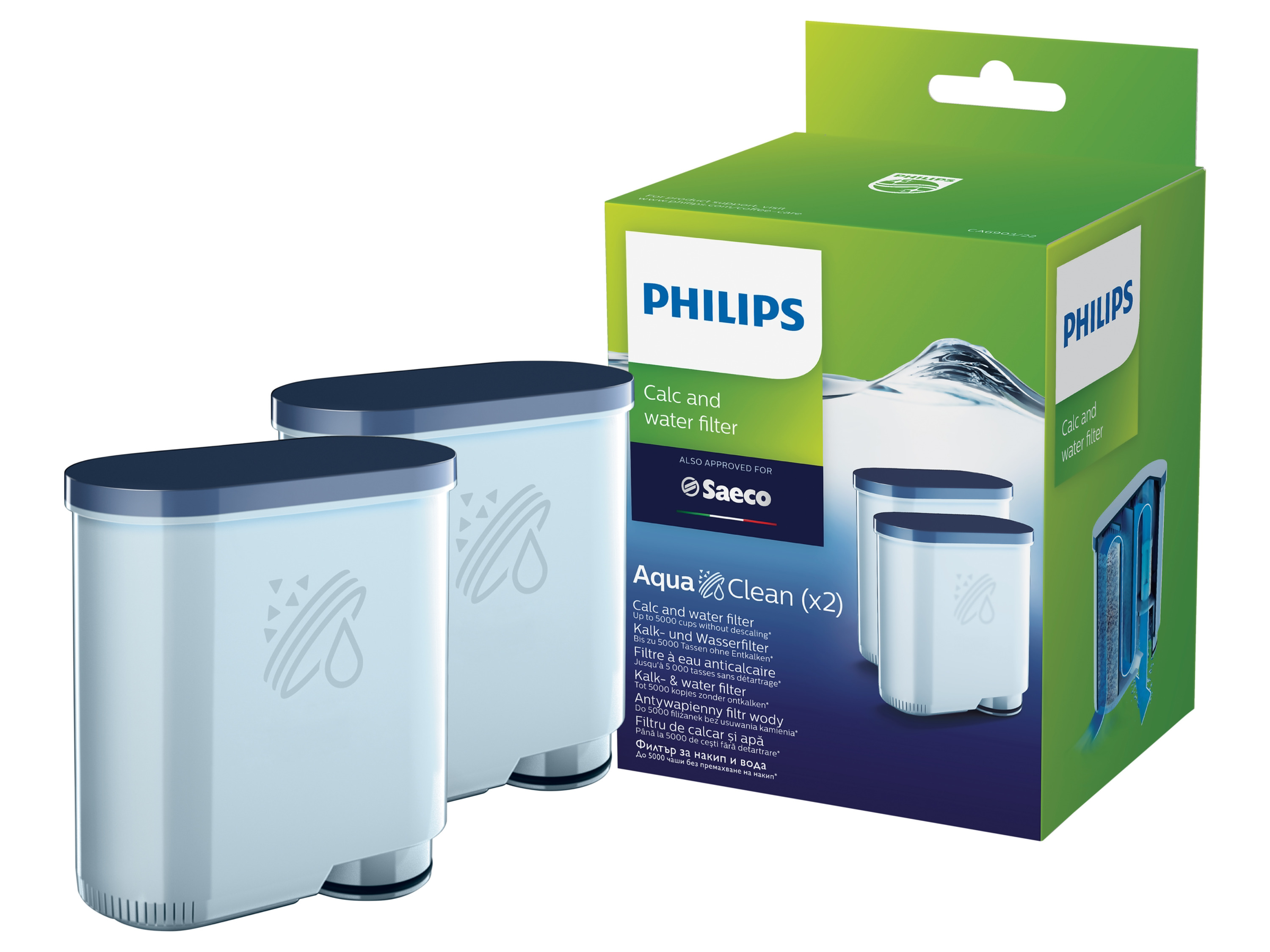 Vodní filtr Philips - Aquaclean CA6903/22, 2 ks, pro espresovače Philips a Saeco