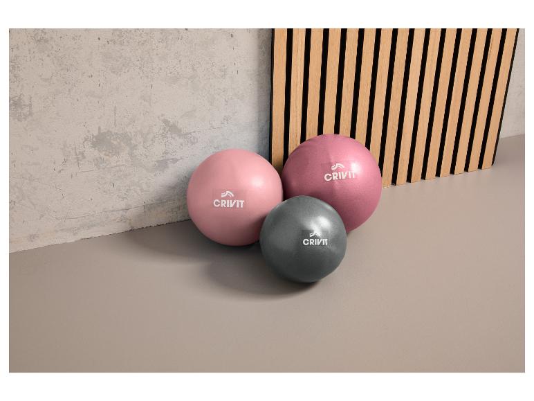 Tři fitness míče Crivit v růžové a šedé barvě