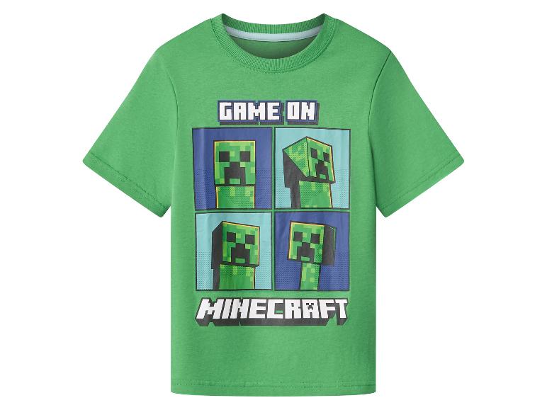 Zelené dětské tričko Minecraft s potiskem Creepera a nápisem „GAME ON“