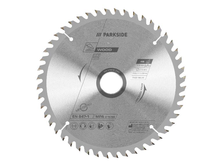 Pilový kotouč Parkside na dřevo, s průměrem 210 mm.