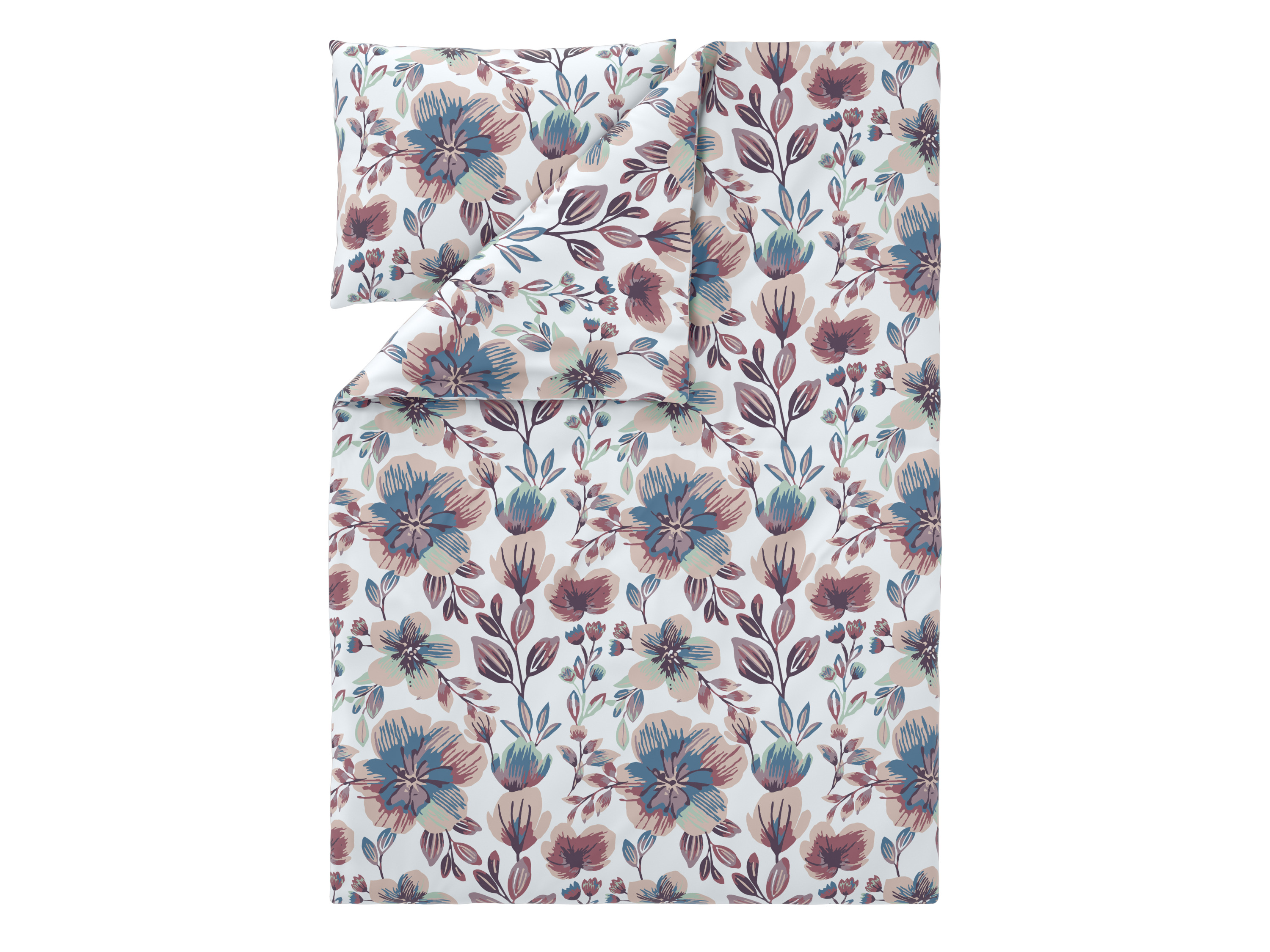 Livarno® Saténové ložní povlečení, 140 x 200 cm, 70 x 90 cm (květiny/bílá)