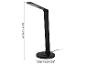 Černá LED stolní lampa s bezdrátovým nabíjením, výška 82 cm, průměr základny 18 cm.