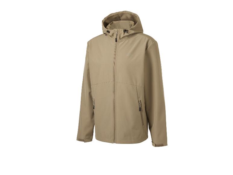 Khaki softshellová bunda s kapucí a zipem