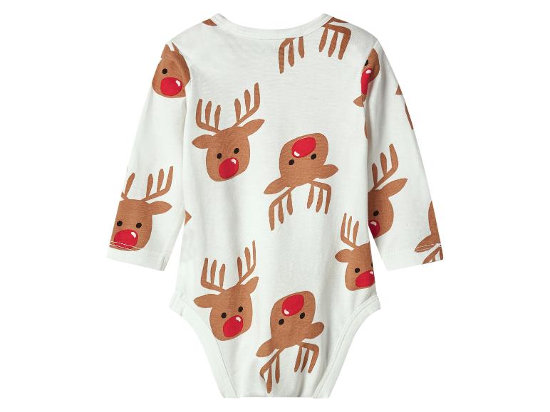 Bílé dětské body s potiskem vánočních sobů