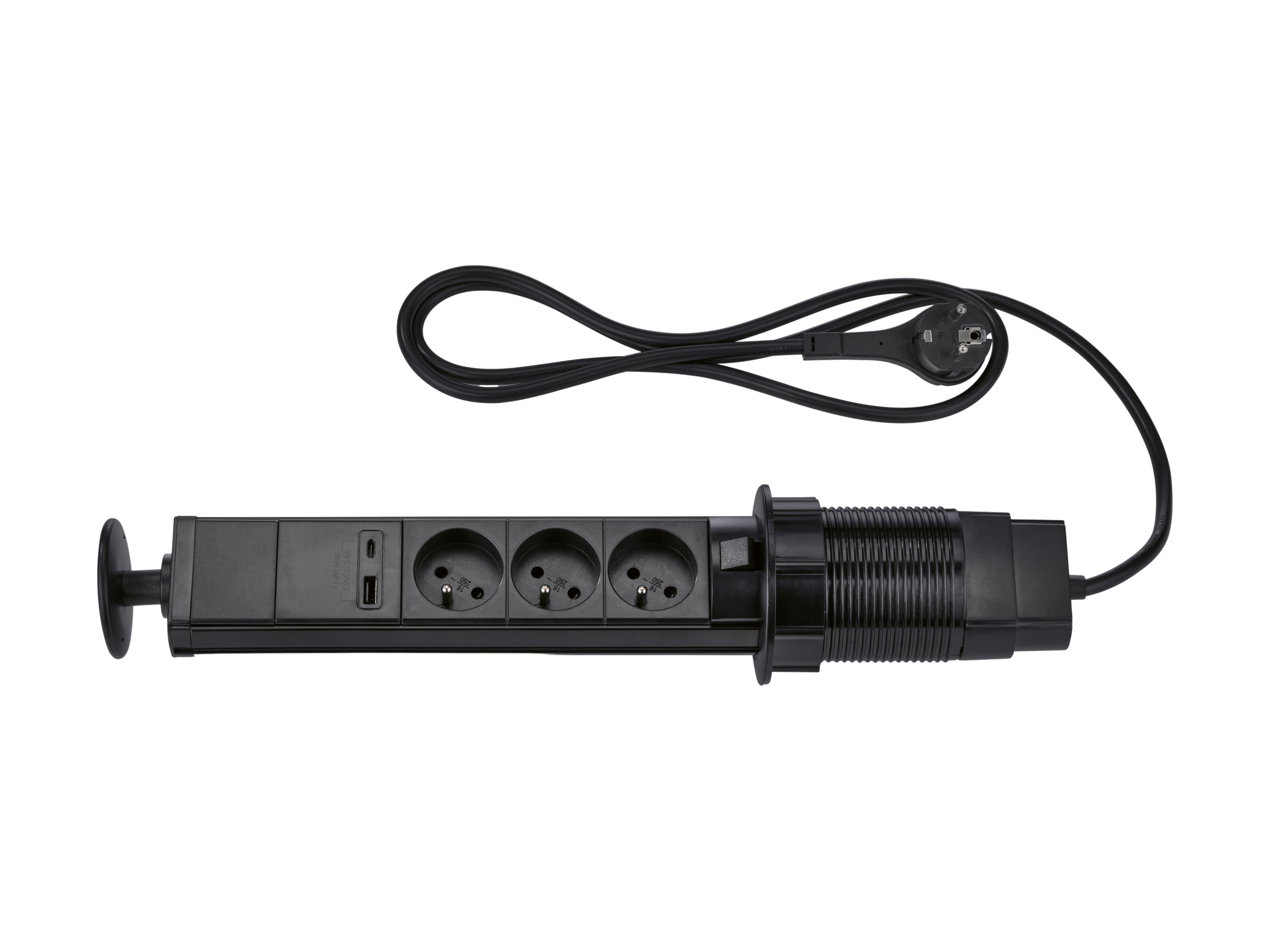 Tronic® Zásuvková lišta / Stolní zásuvková lišta (stolní zásuvková lišta, černá)