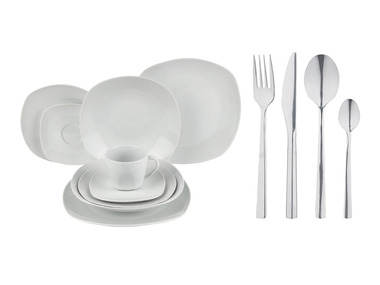 ERNESTO® Sada příborů a porcelánového nádobí, 54dílná, hranatá