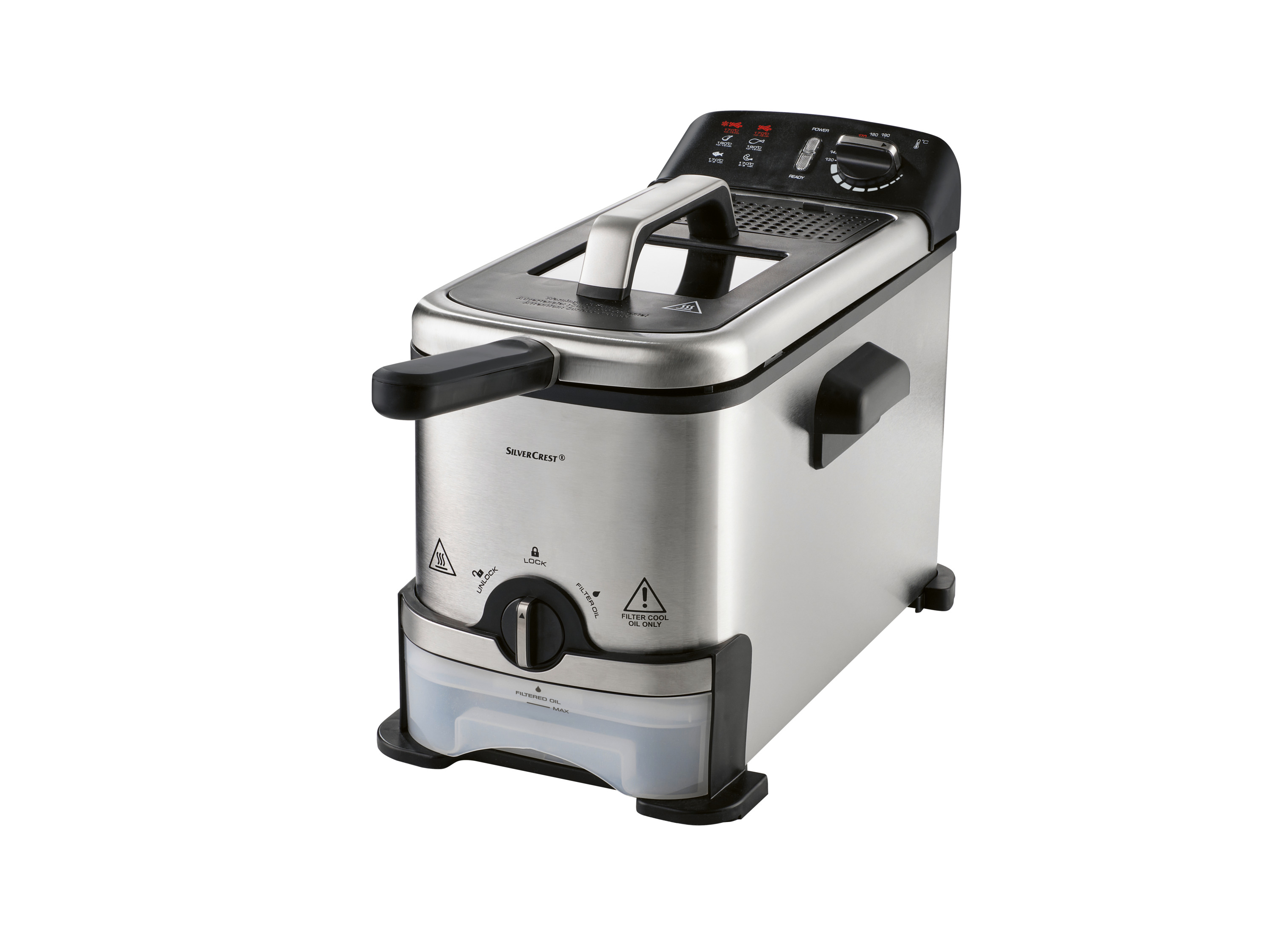 Silvercrest® Kitchen Tools Fritéza z nerezové oceli s funkcí čištění oleje SFO 2000 A1, 2,1L, 2 000 W
