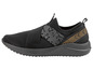 Černé slip-on tenisky s pruhovaným vzorem.