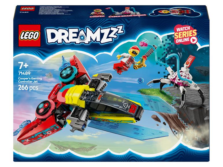 Sada LEGO DREAMZzz 71489 Cooper's Gaming Controller Jet s minifigurkami a pavoukem.