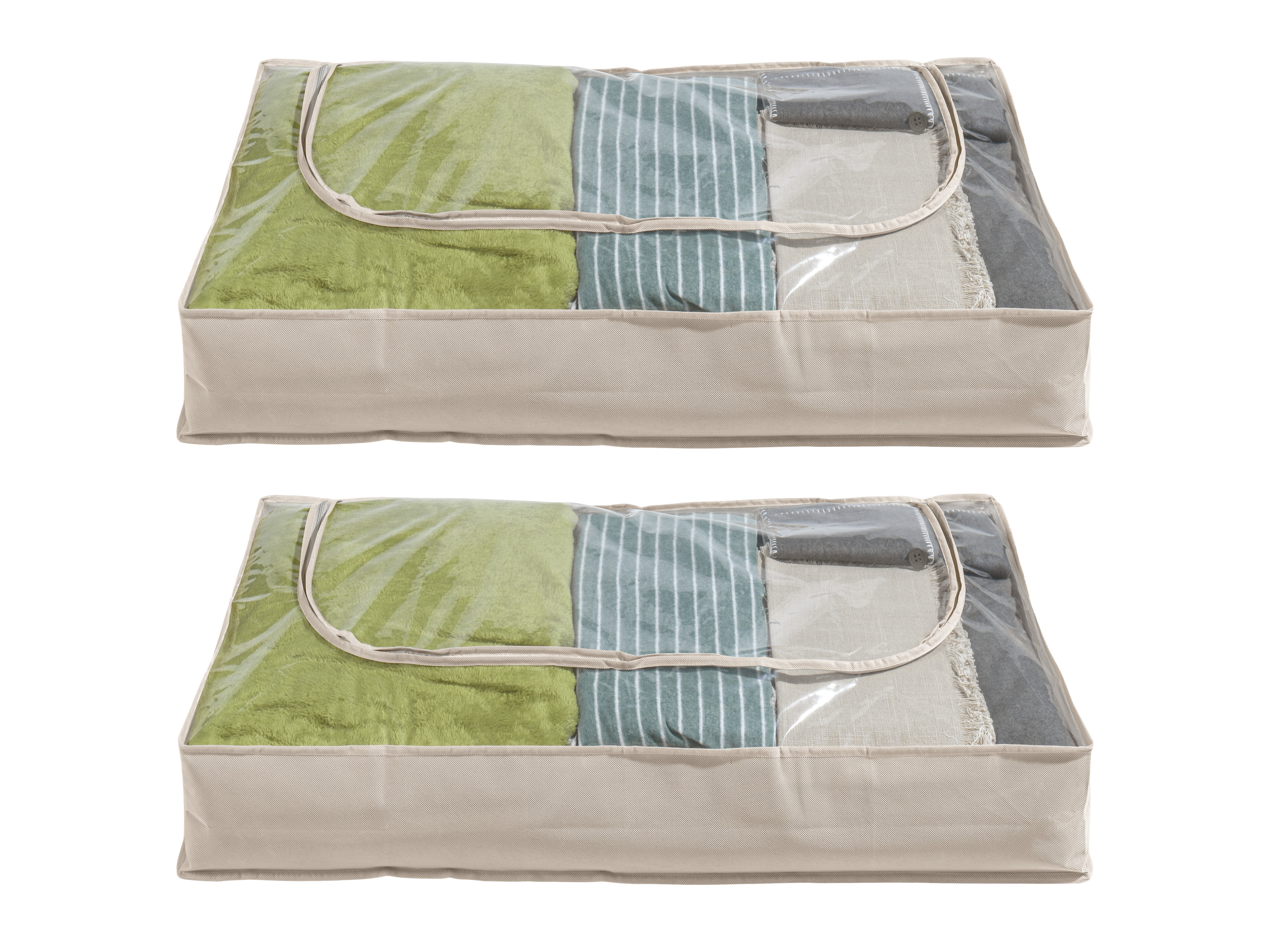 W5 Závěsný organizér / Organizér na boty / Obal na oděvy / Úložný box pod postel (úložný box pod postel / béžová, 2 kusy)