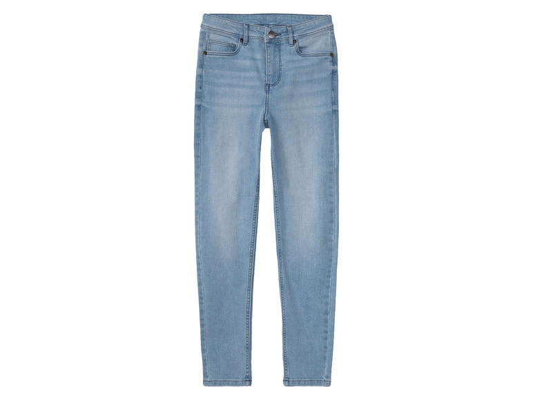 Světlé modré skinny džíny.