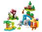 Sady na hraní LEGO Duplo s divokými zvířaty, včetně pand, slonů, tygrů, jelenů a želv.