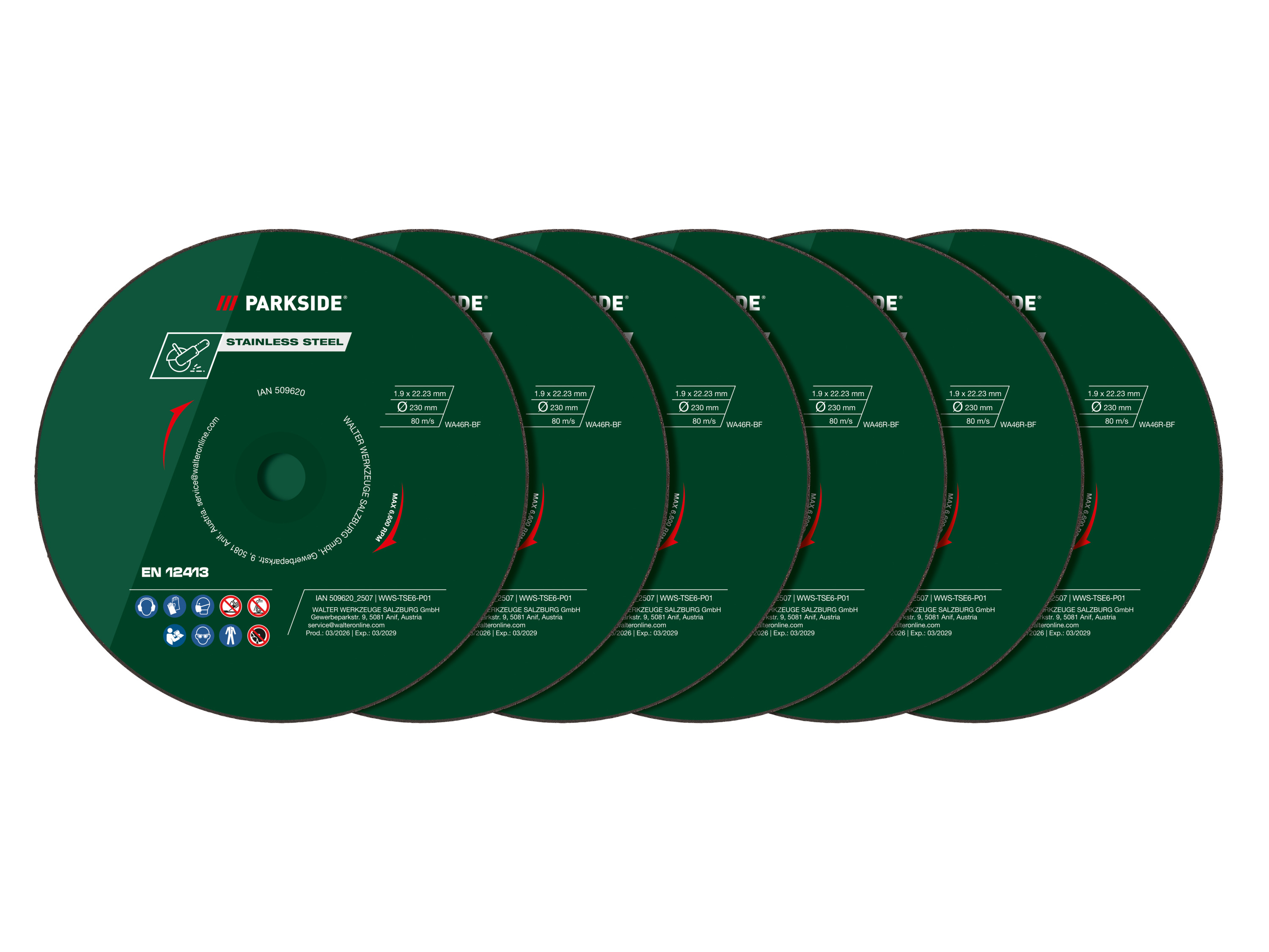 Parkside® Sada řezných kotoučů / Diamantový řezný kotouč, Ø 230 mm (sada řezných kotoučů, 6dílná)