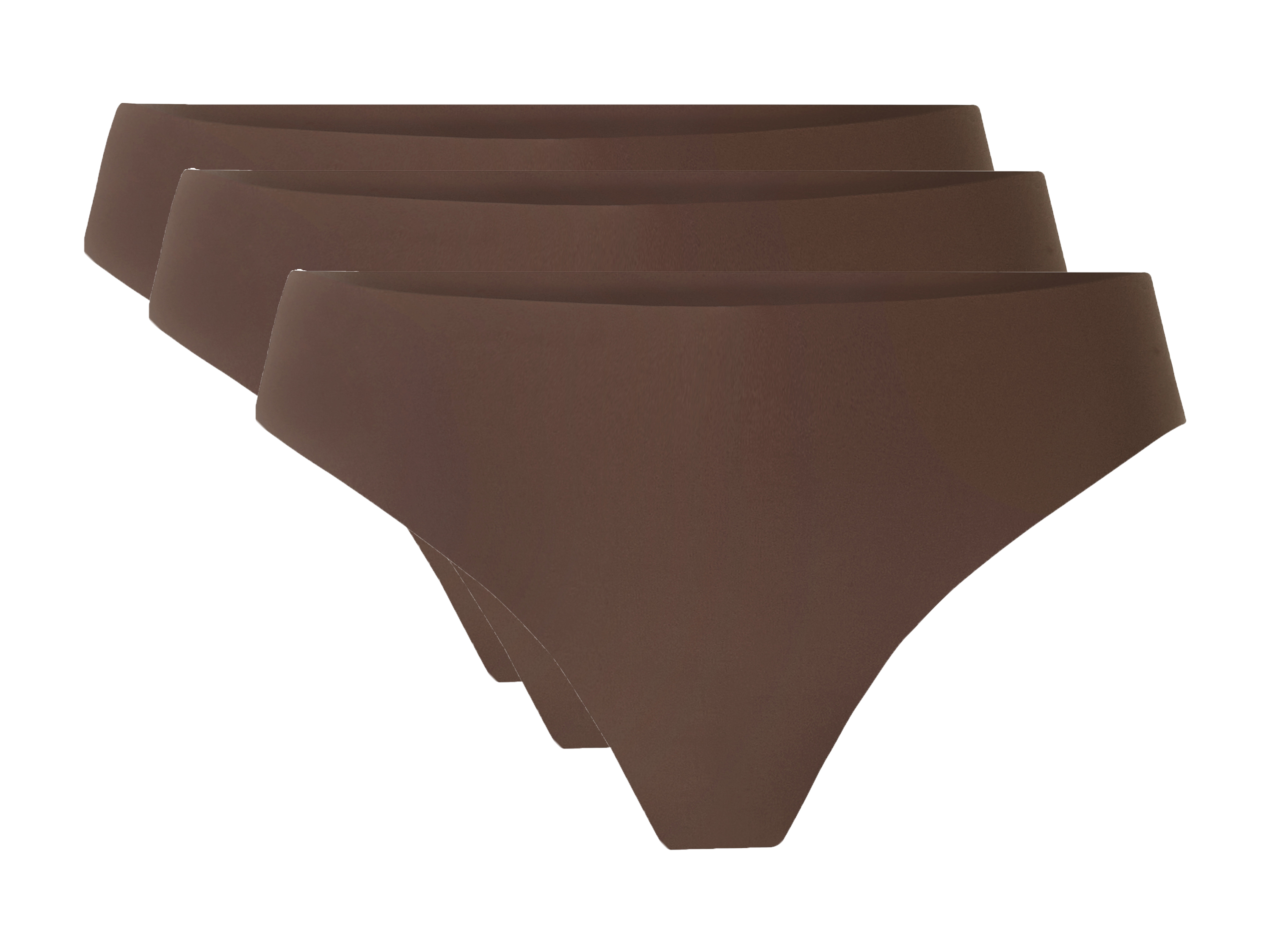 Esmara® Dámské bezešvé kalhotky Tanga, 3 kusy (hnědá, L(44/46))