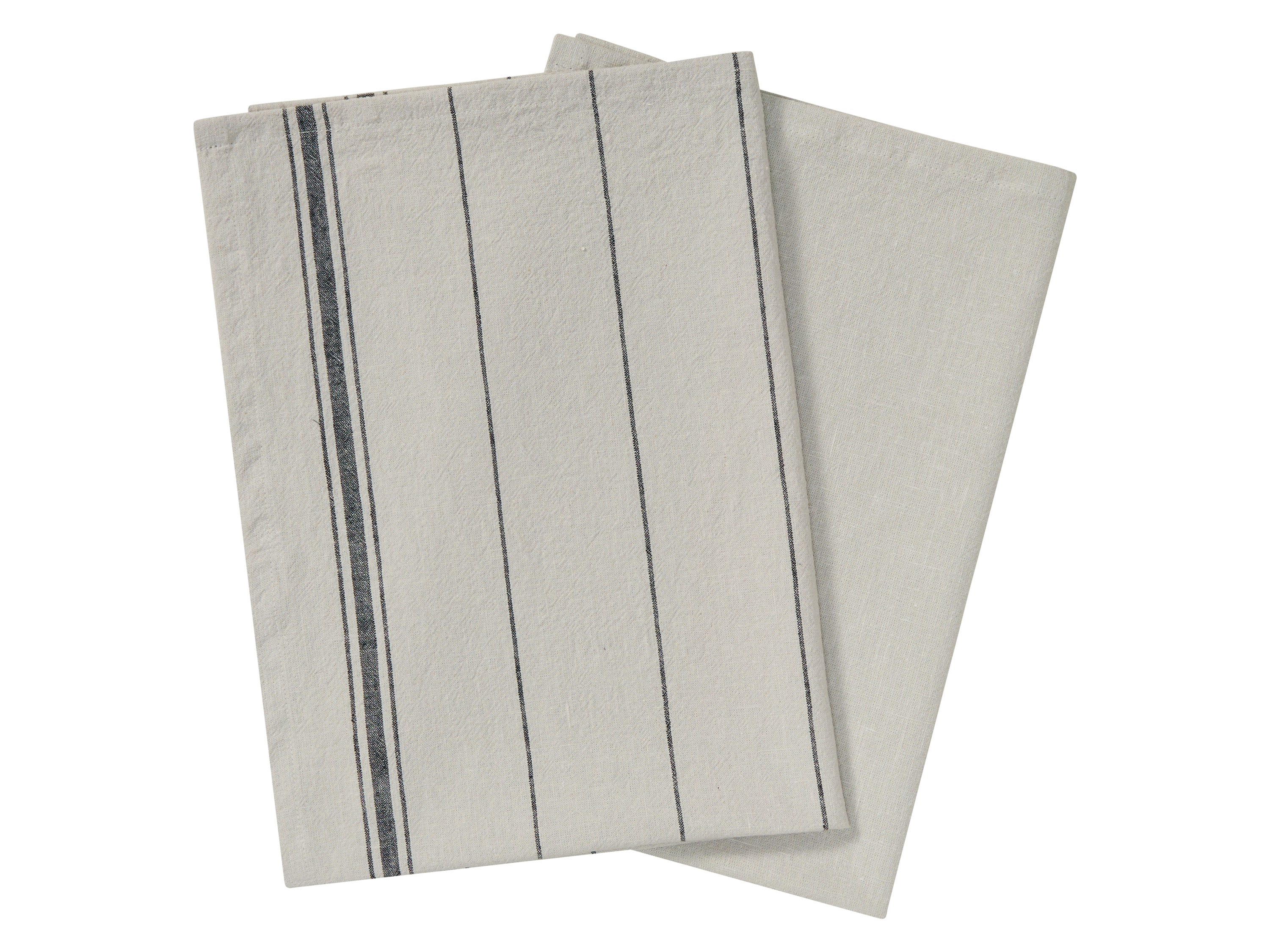 Livarno home Utěrky z bavlny a lnu, 50 x 70 cm, 2 kusy (pruhy/béžová/šedá)