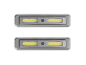 Dvě šedá LED světla s vypínači.