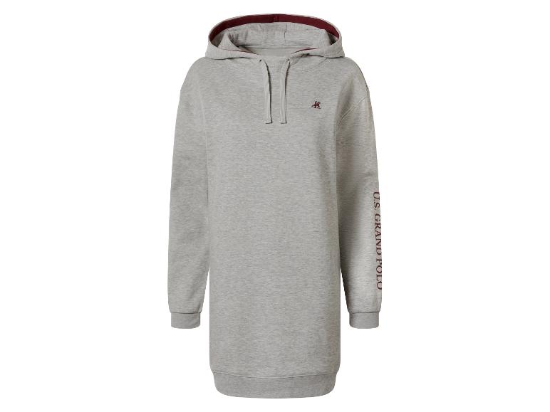 Šedé mikinové šaty U.S. Grand Polo s bordó podšívkou kapuce a textem