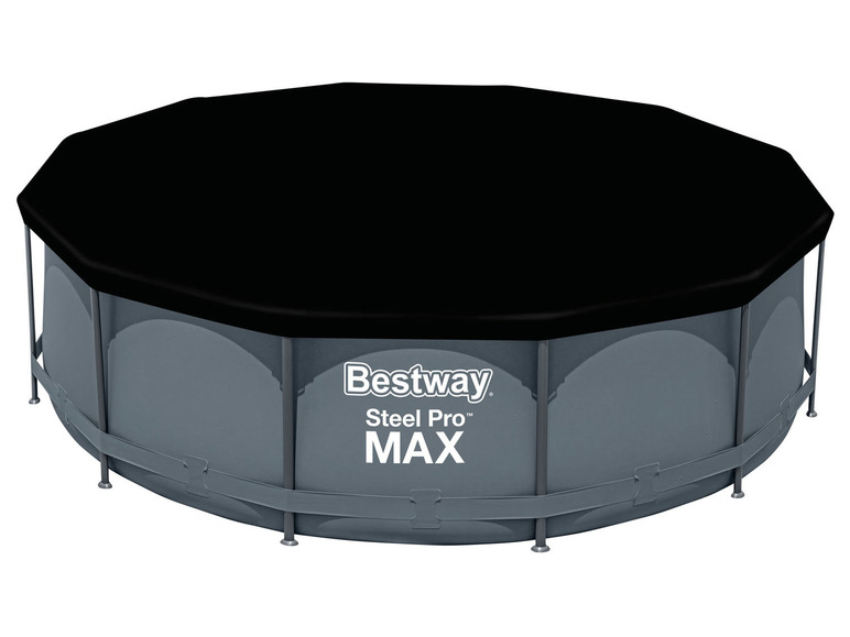 Bazén Bestway Steel Pro Max s černou plachtou.