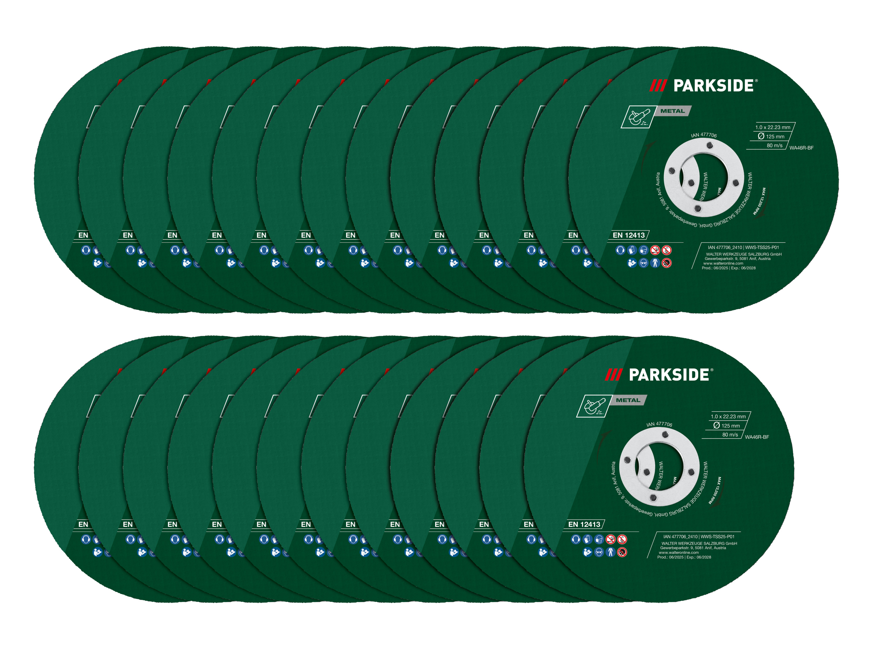Parkside® Sada řezných kotoučů, 25dílná / Rychloupínací matice pro úhlovou brusku (sada řezných kotoučů 25 ks)