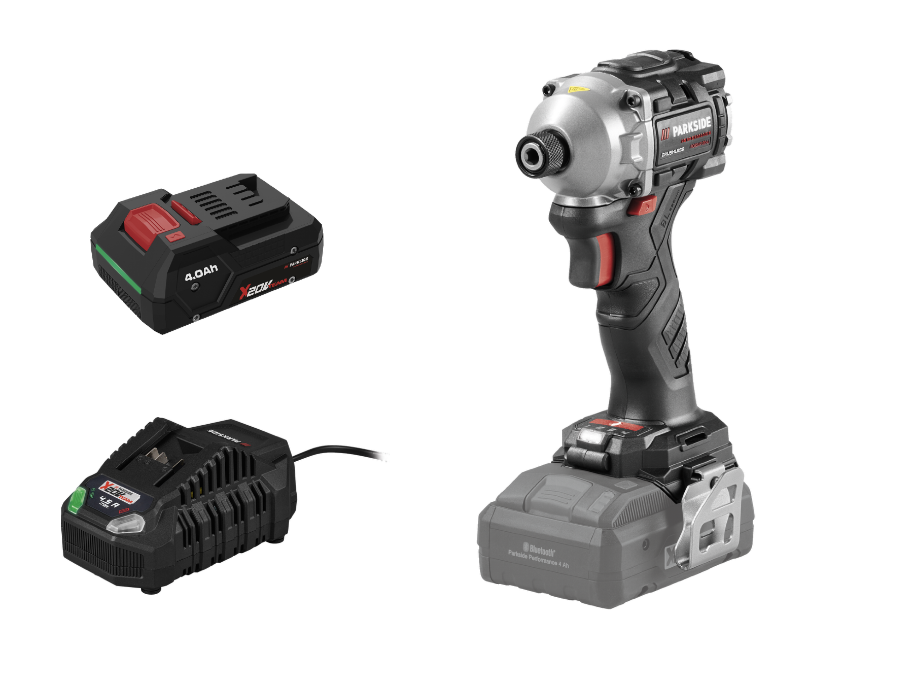 Parkside Performance® Aku rázový utahovák 1/4″ Pdssap 20-Li D3, Smart 4 Ah