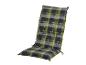 Sedací polštář na židli s kostkovaným vzorem v zelené a šedé barvě