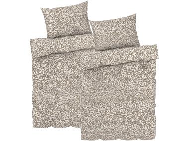 Sada saténového ložního povlečení, 140 x 200 cm, 70 x 90 cm, vzor/hnědá/bílá, 2dílná