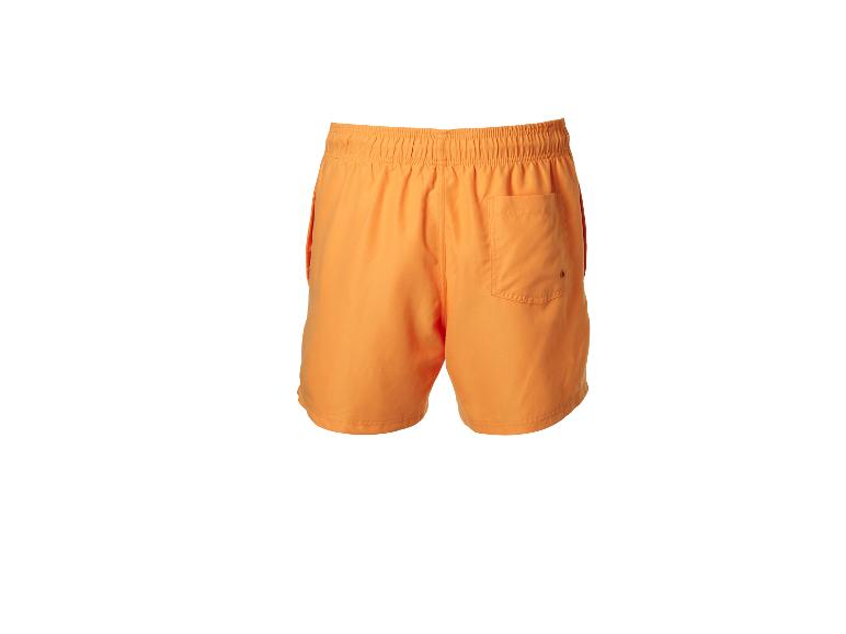 Oranžové plavky s elastickým pasem a zadní kapsou.