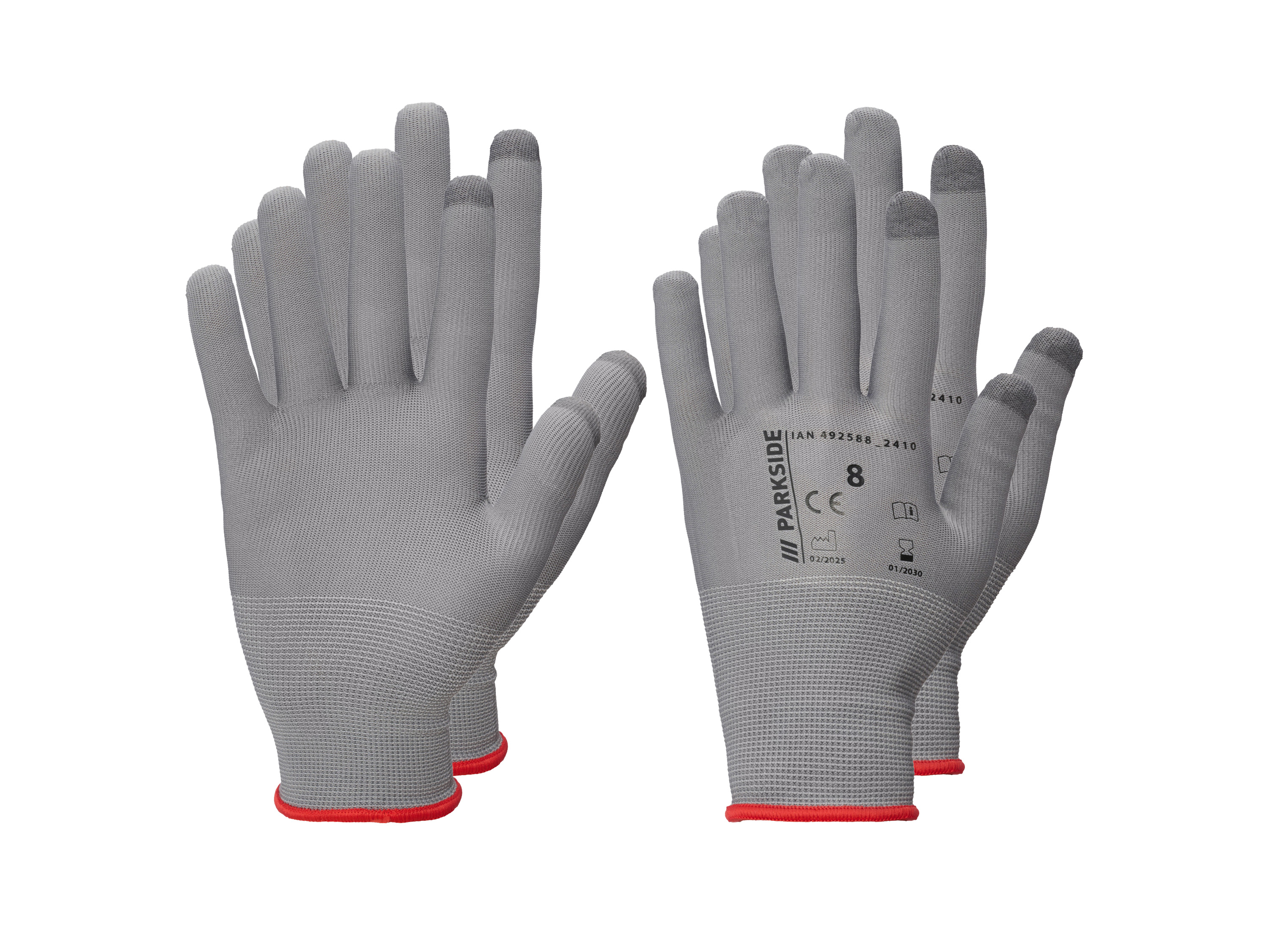 Parkside® Pracovní rukavice, 2 páry (šedá/červená, 8)