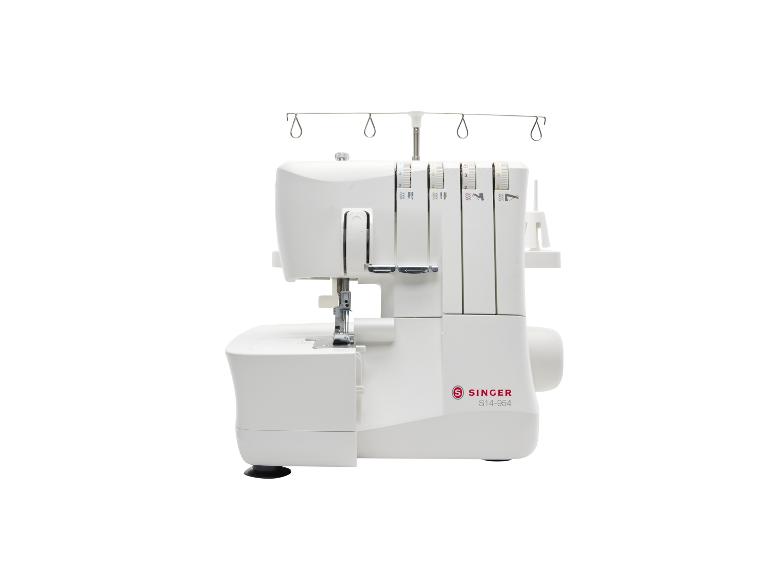Bílý overlock Singer S14-954 s držáky nití