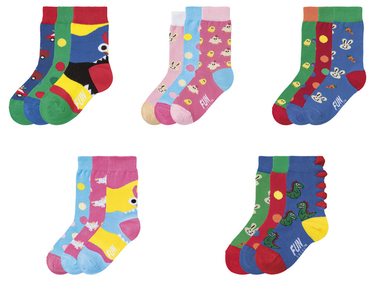  Zobrazit na celou obrazovku Fun Socks Dětské ponožky, 3 páry - Obrázek 1